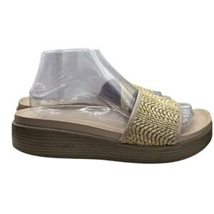 Donald J Pliner Tan Raffia Slide On Thong Platform Sandals 8.5